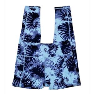 Kyodan Athletic Leggings Purple and Blue Abstract Pattern Side Pocket